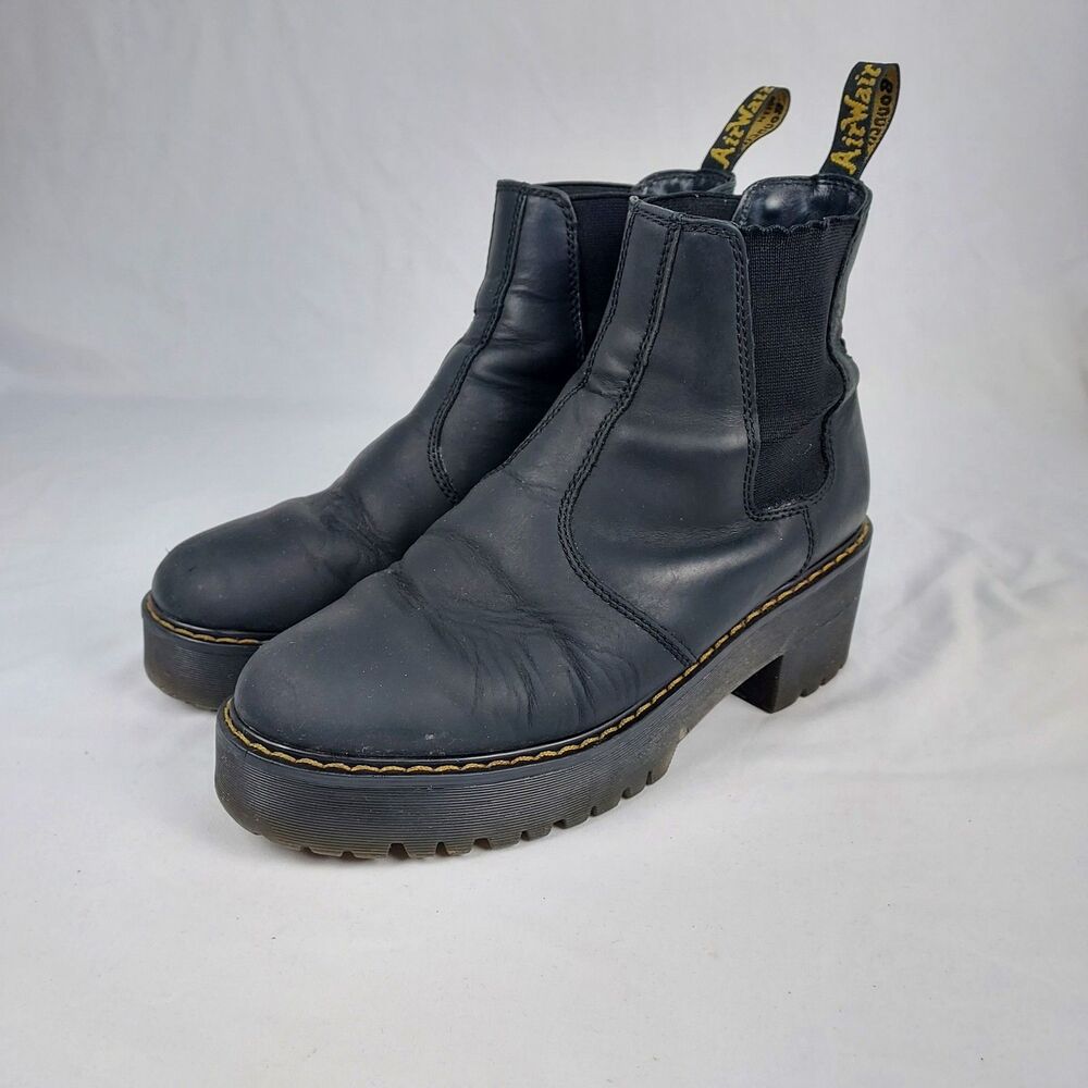 Dr Martens Rometty Platform Ankle Boots Womens 9 Black Chelsea Boots